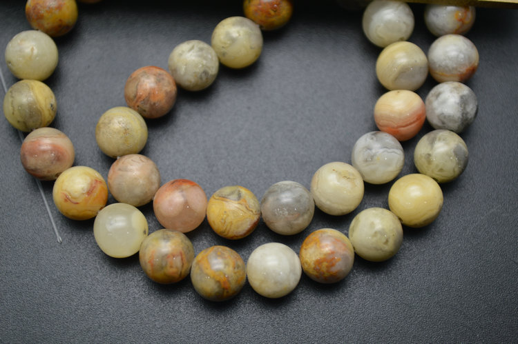 Natural Yellow Crazy Agate Stone Round Loose Beads
