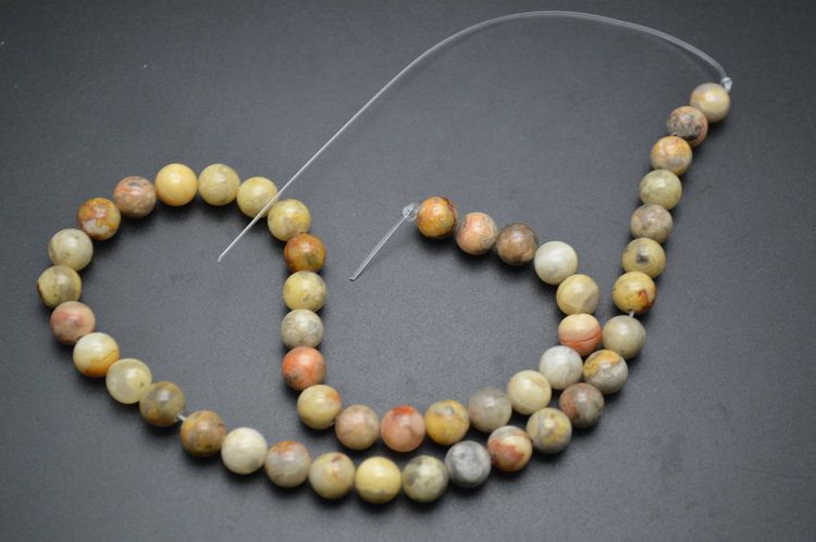 Natural Yellow Crazy Agate Stone Round Loose Beads