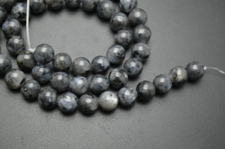 Smooth Natural Larvikite Stone Round Loose Beads