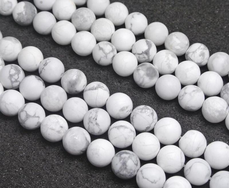 Matte Natural White Howlite Stone Round Loose Beads