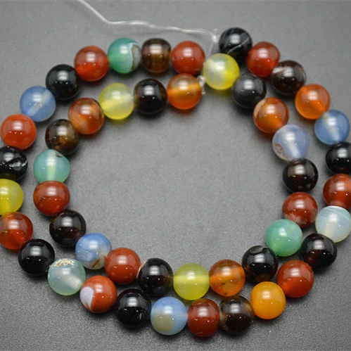 Multi color Agate Stone Round Loose Beads