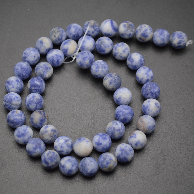 Matte Natural Blue Spot Stone (Chinese Sodalite) Round Beads