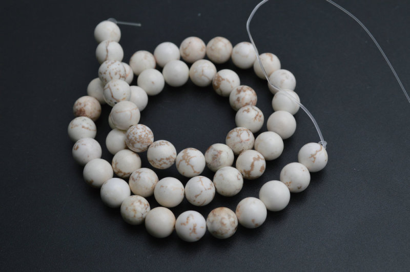 Chinese Natural White Howlite Stone Round Loose Beads