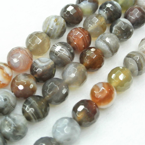 Faceted Natural Persian Agate Stone Round Loose Beads