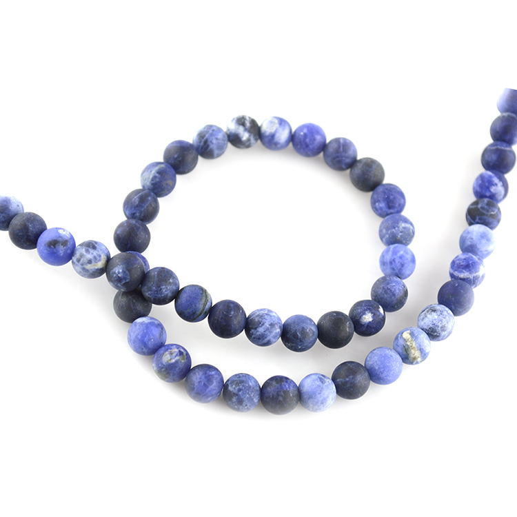 Matte Natural Brazil Sodalite Stone Round Loose Beads