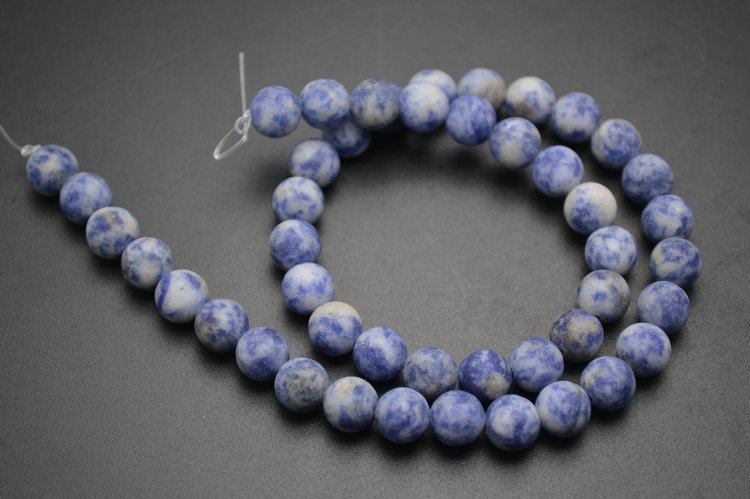 Matte Natural Blue Spot Stone (Chinese Sodalite) Round Beads