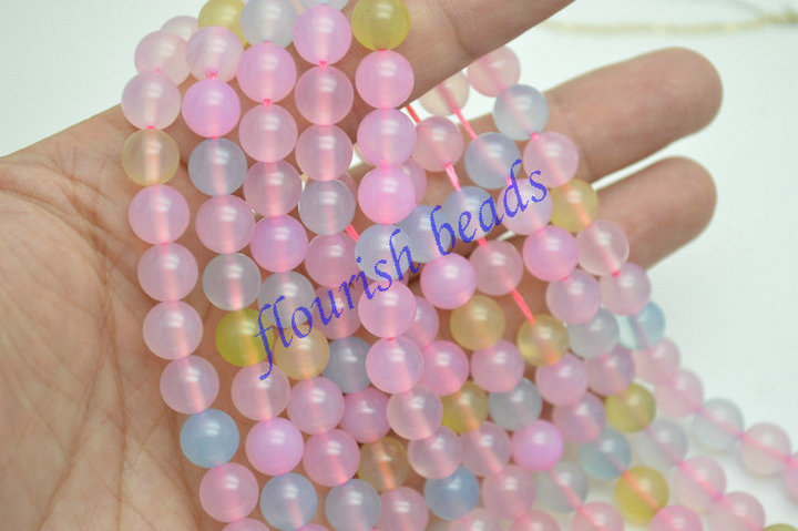 Multi Pink color Agate Stone Round Loose Beads