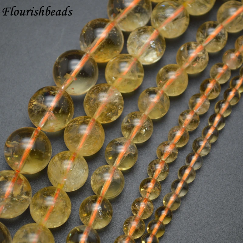 High Quality Natural Citrine Stone Round Beads