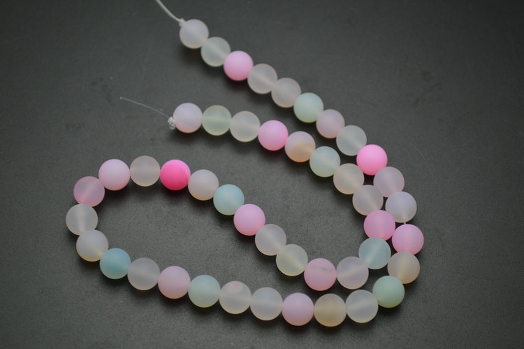 Matte Multi Pink color Agate Stone Round Loose Beads