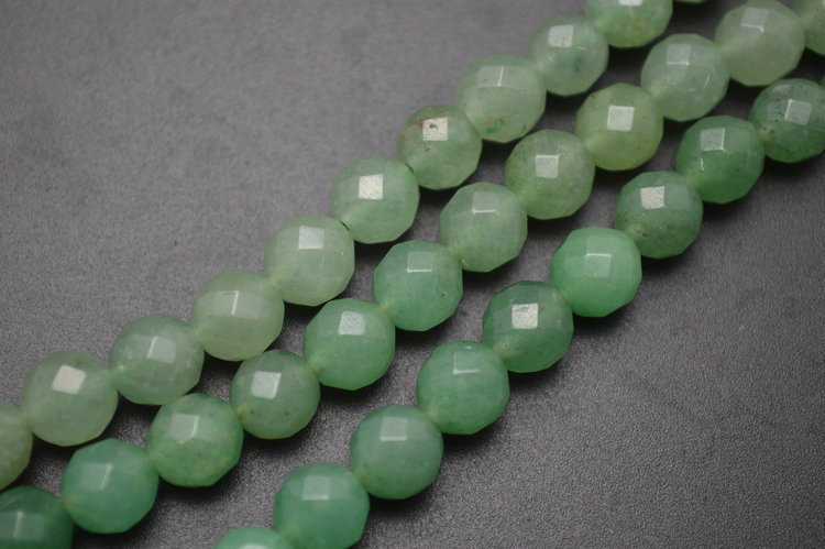 Faceted Natural Green Aventurine Stone Round Loose Beads