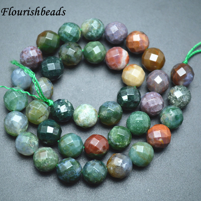 Faceted Natural India Agate Stone Round Loose Beads