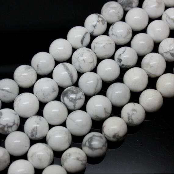 Natural White Howlite Stone Round Loose Beads