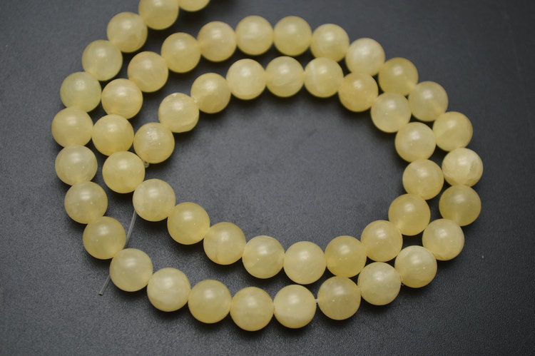 Natural Yellow Honey Jade Stone Round Loose Beads