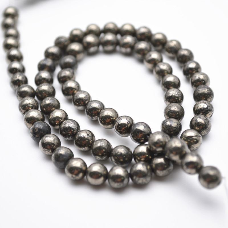 2mm~20mm Smooth Natural Pyrite Round Loose Beads