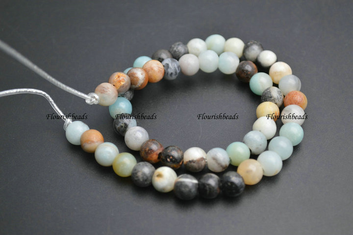 Smooth Natural Mix color Amazonite Stone Round Loose Beads