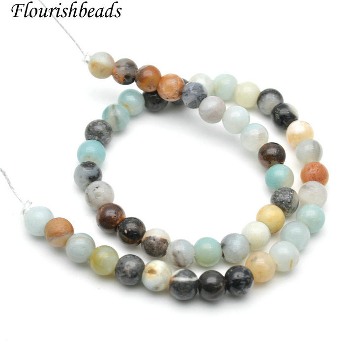 Smooth Natural Mix color Amazonite Stone Round Loose Beads