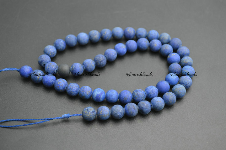 Matte Dull Polished Dyed Lapis Lazuli Stone Round Beads