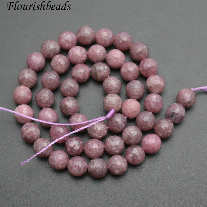 Faceted Natural Pure Pink Tourmaline Stone Round Loose Beads