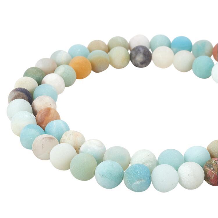 Matte Natural Mix color Amazonite Stone Round Loose Beads