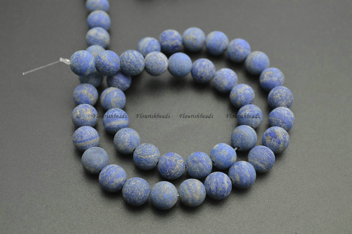 Matte Dull Polished Natural Lapis Lazuli Stone Round Beads