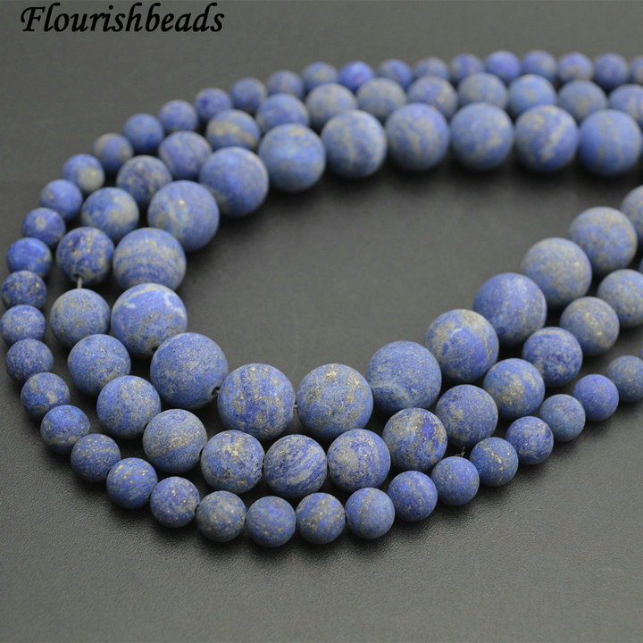 Matte Dull Polished Natural Lapis Lazuli Stone Round Beads