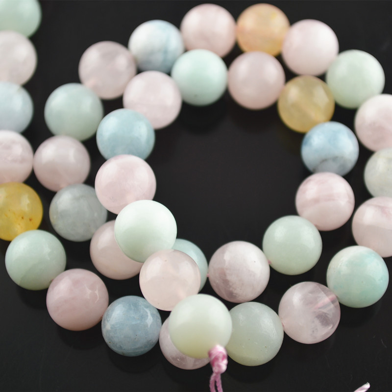 Natural Mix color Morganite Stone Round Loose Beads