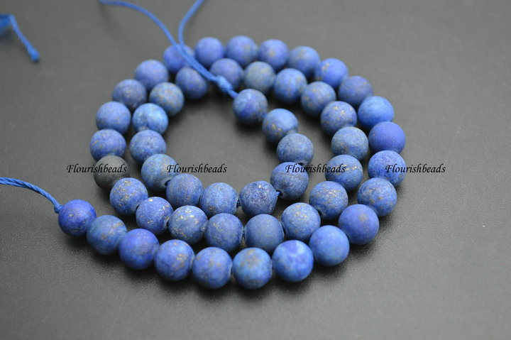 Matte Dull Polished Dyed Lapis Lazuli Stone Round Beads
