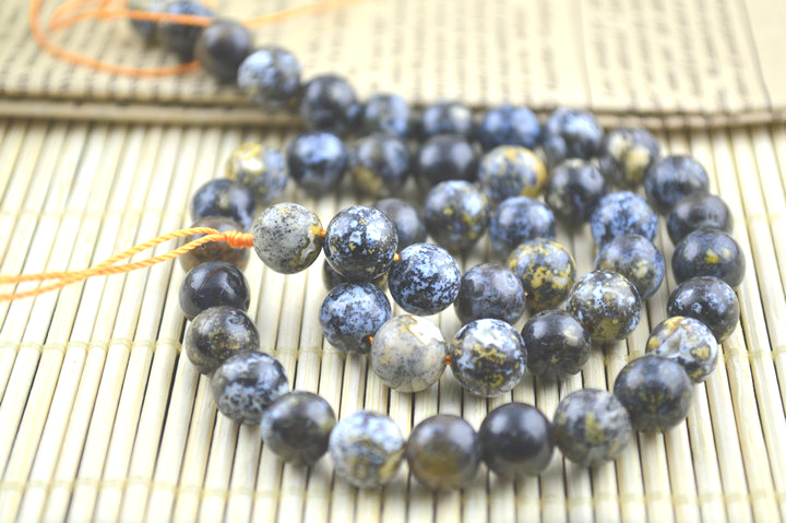 Natural Black Ocean Jasper Stone Round Loose Beads Wholesale Jewelry making supplies