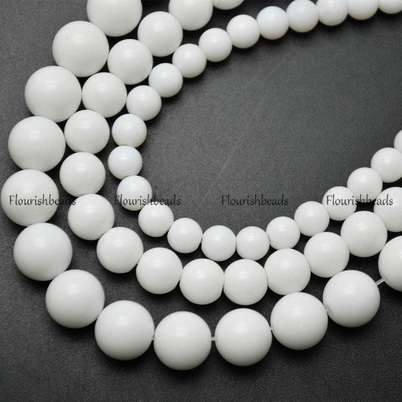 Natural White Porcelain Stone Round Loose Beads Wholesale Jewelry making supplies