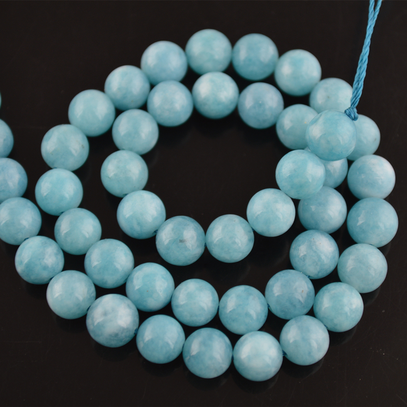 Smooth Dyed Blue Angelite Stone Round Loose Beads