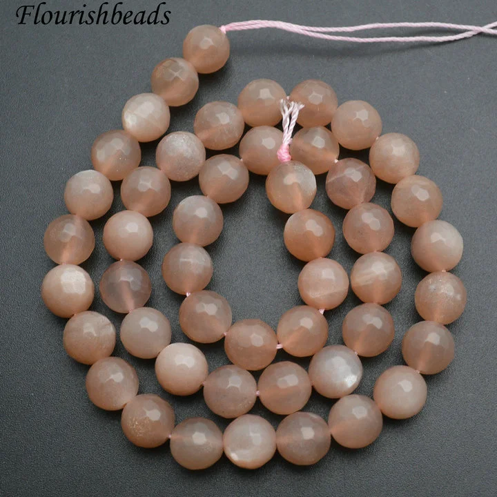 Faceted Natural Sunstone Peach Moonstone Round Loose Beads Wholesale Jewelry making supplies