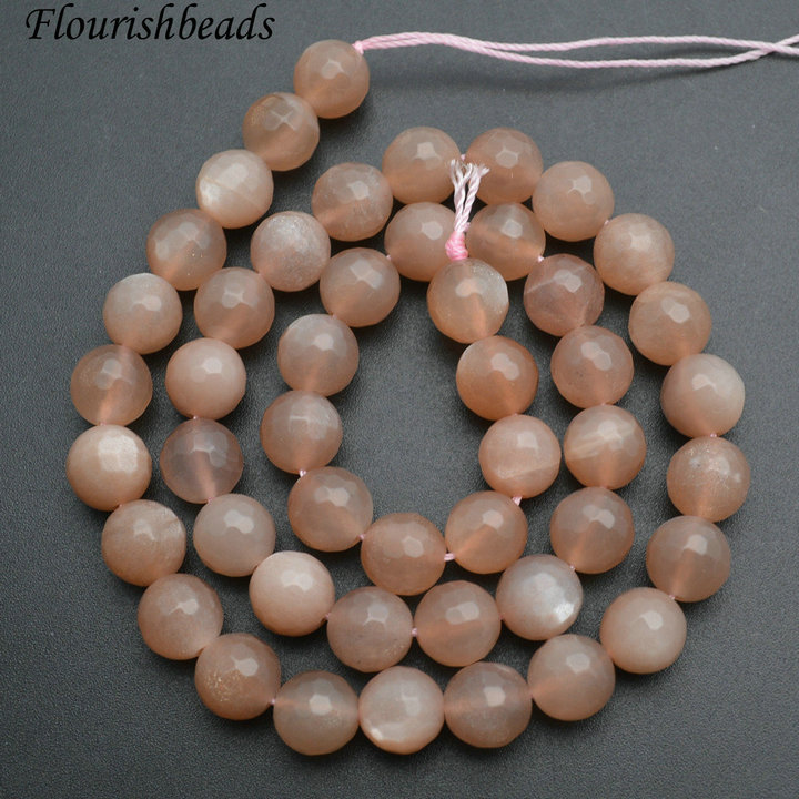 Faceted Natural Sunstone Peach Moonstone Round Loose Beads Wholesale Jewelry making supplies