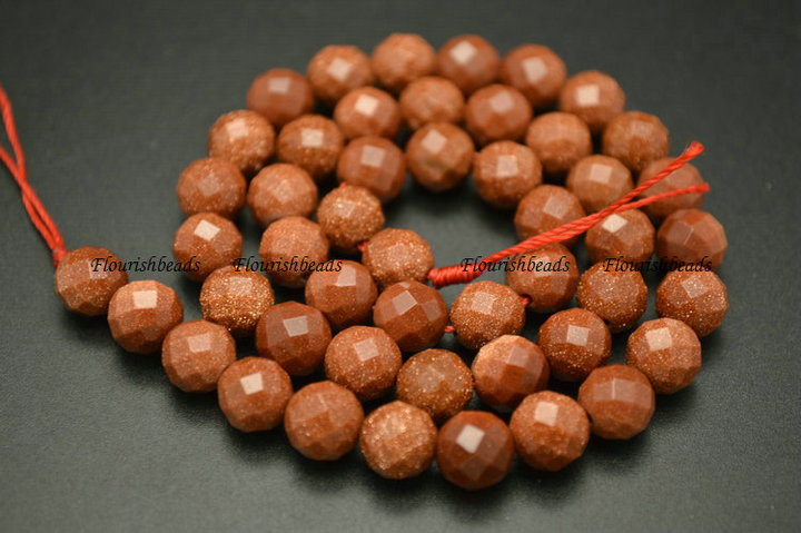 Faceted Gold Sandstone Round Loose Beads Wholesale Jewelry making supplies
