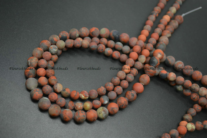  Matte Natural Brecciated Jasper Stone Round Beads