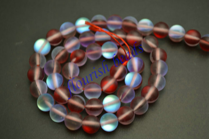 Synthetic Shiny Labradorite Glass Round Loose Beads