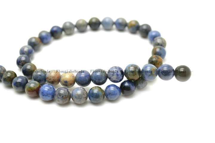 Natural Sunset Black Spot Dumortierite Stone Round Loose Beads