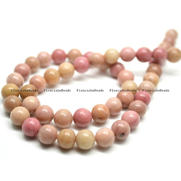 Natural Pink Rhodonite Stone Round Loose Beads