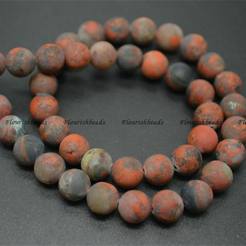  Matte Natural Brecciated Jasper Stone Round Beads