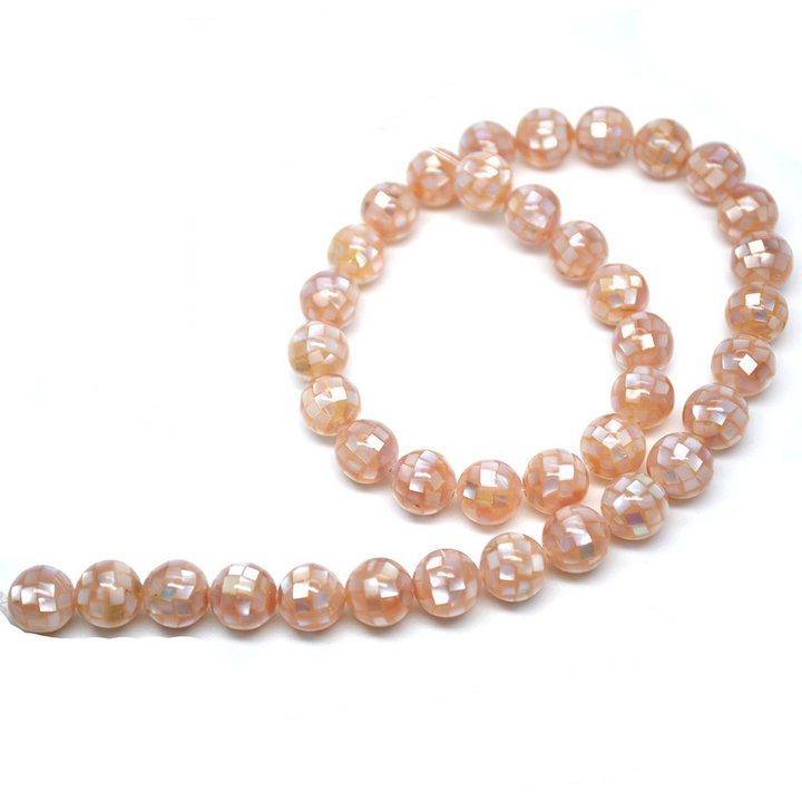 10mm~20mm Football Style Natural Shell Round Beads