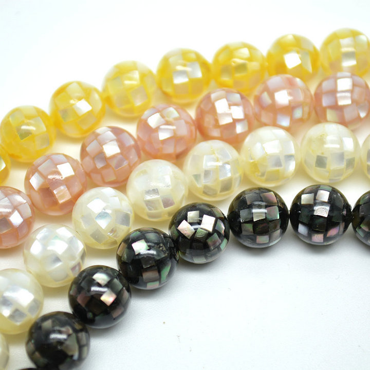 10mm~20mm Football Style Natural Shell Round Beads