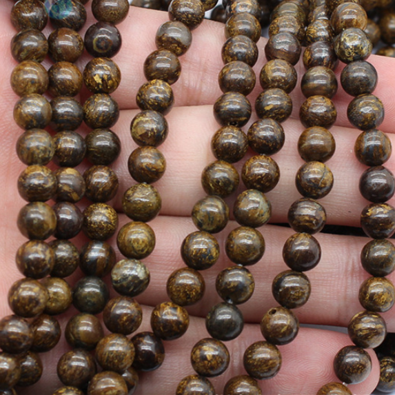 4mm~14mm Natural Antique Bronzite Stone Round Beads