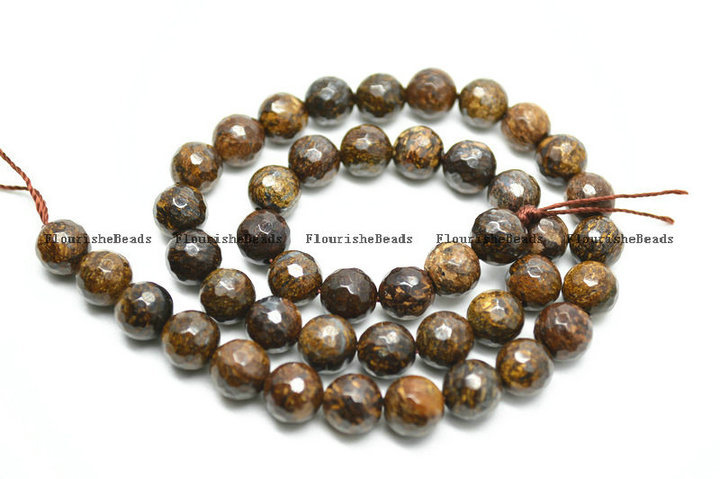 4mm~14mm Natural Faceted Antique Bronzite Stone Round Beads