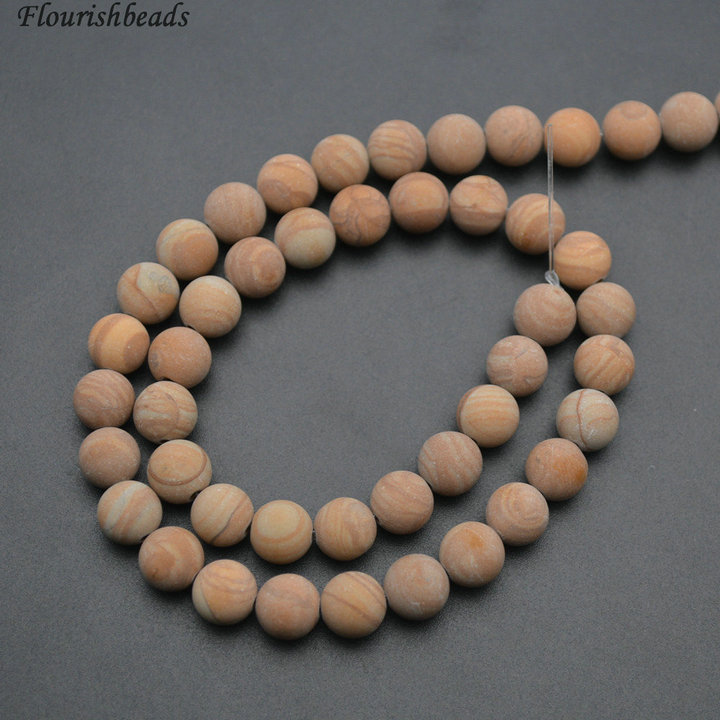 4mm~14mm Matte Natural Yellow Wood Veins Jasper Stone Round Beads