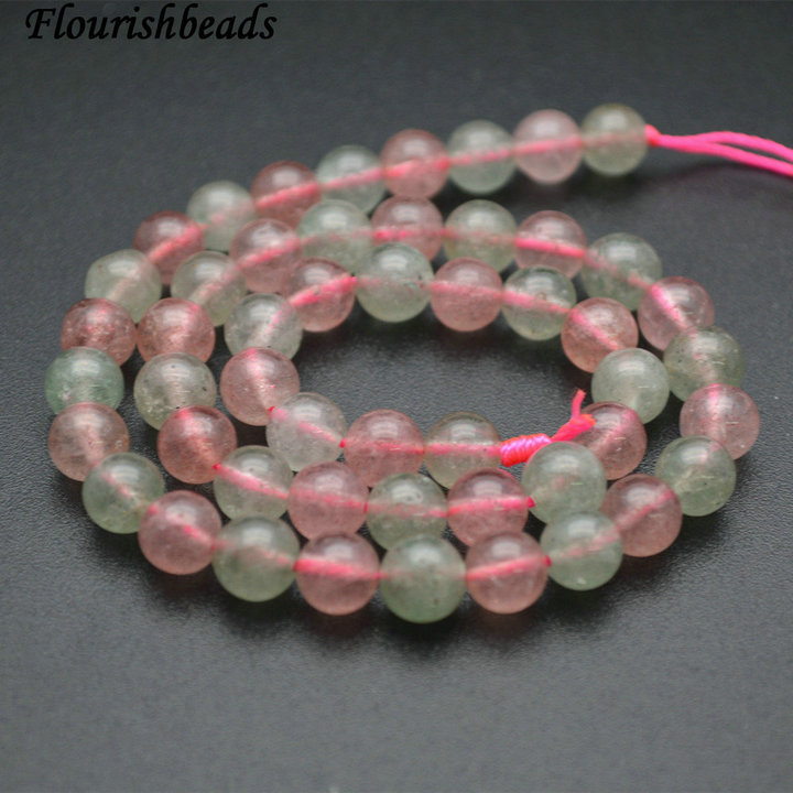 Natural Green and Red Stawberry Quartz Stone Round Loose Beads