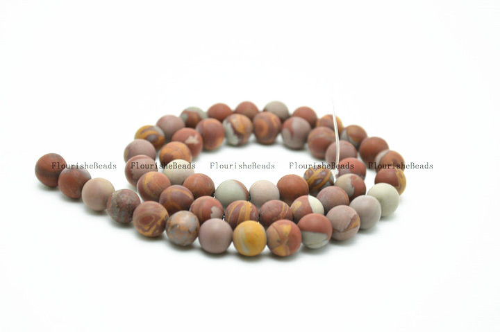 Matte Australia Red Picture Jasper Stone Round Loose Beads