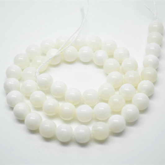 4mm~12mm White Tridacna Stone Round Loose Beads