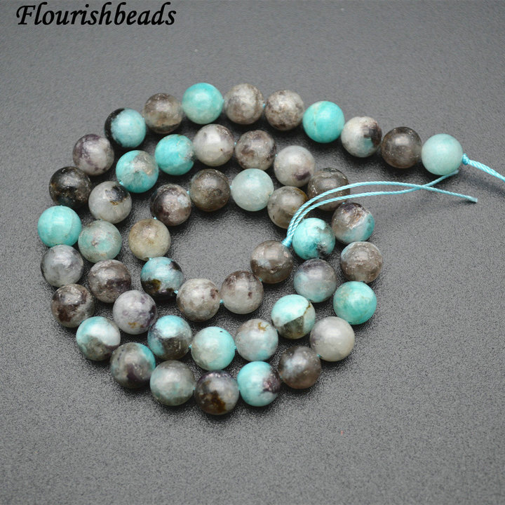 6mm 8mm 10mm Natural Madagascar Black Amazonite Stone Round Loose Beads