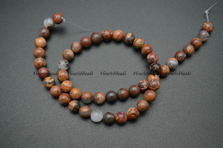 6mm~10mm Natural Cold Mountain Agate Stone Round Loose Beads