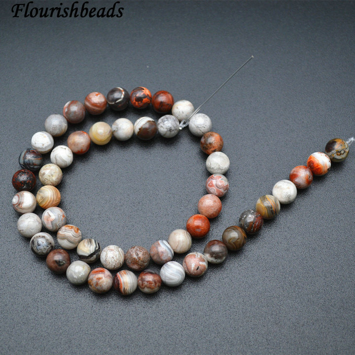 Natural Mexico Laguna Lace Agate Stone Round Loose Beads