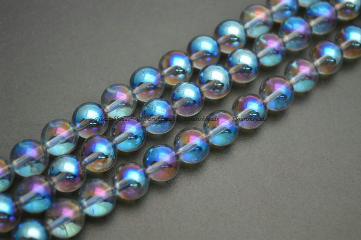 4mm~12mm Rinbow color Electroplating Crystal Stone Round Loose Beads